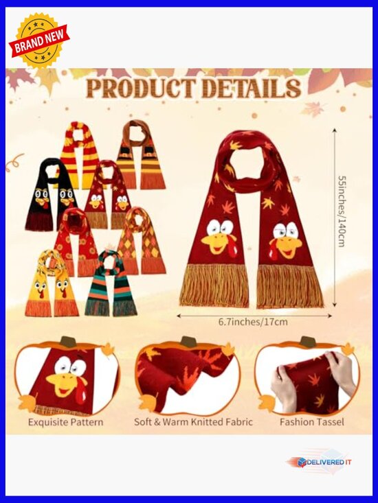 8 Piece Fall Beanie and Scarf Set Knit Acrylic Hat Scarf Combo Turkey Hat main image 6